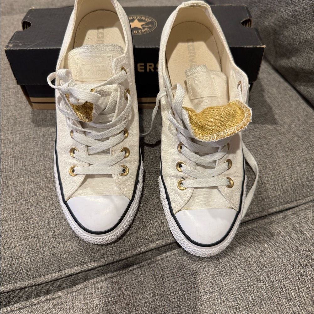 Converse Women's White and Gold Sneakers